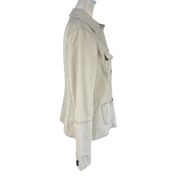 BKE Vintage Jacket Women Sze Large Light Tan Khaki Cotton Buttoned Utility Style - Picture 4 of 12